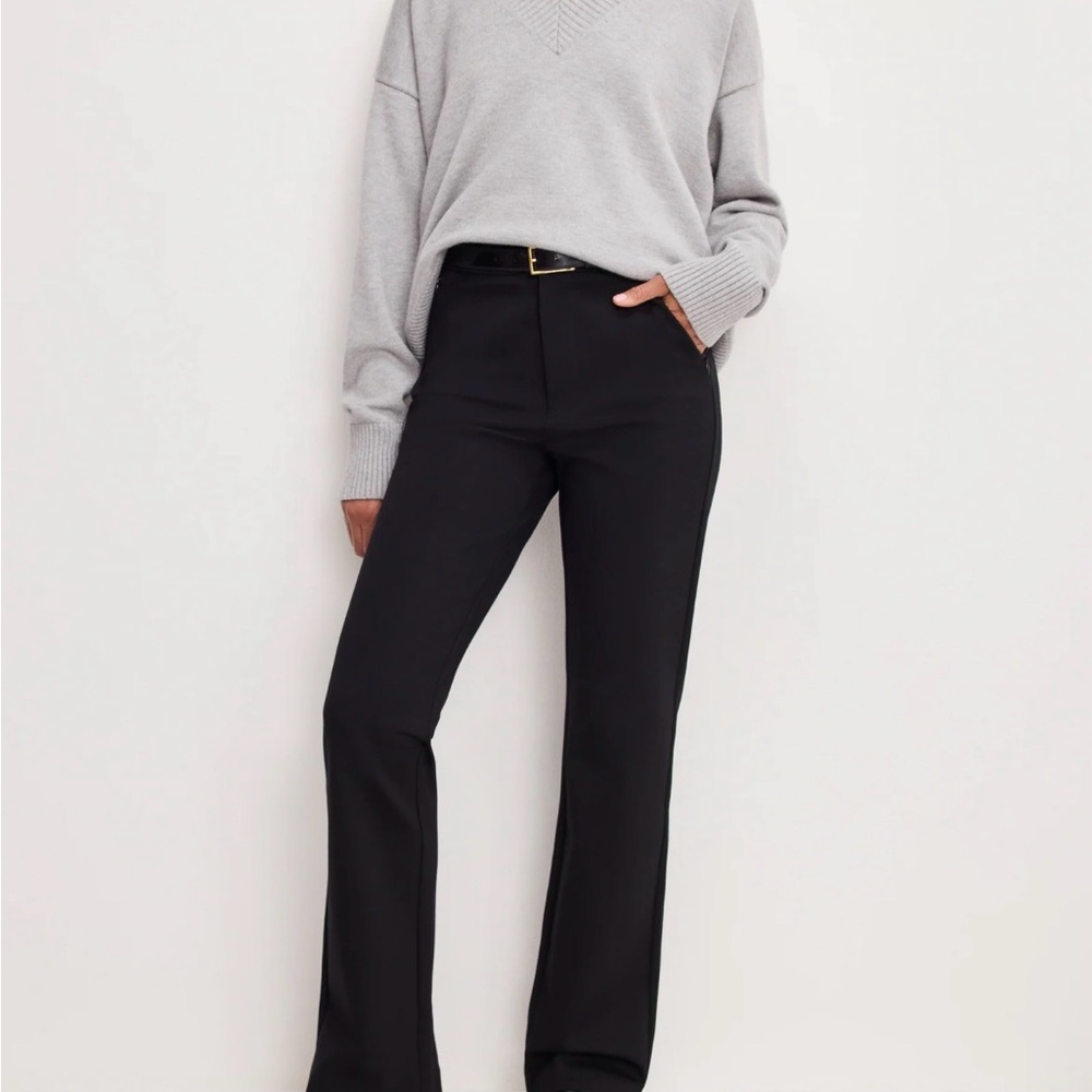 Good American Soft Ponte Straight Black Tailored Dress Pants